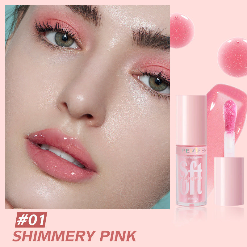 PNF Cross-border Moisturizing Lip Gloss Lip Oil Pearlescent Fine Flash European and American Water Light Lip Plumping Cream Lip Gloss Lip lacquer