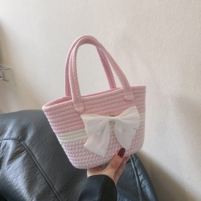 Hand-Woven Bag Women2025New Ethnic Style Straw Bag Forest Style Beach Large Capacity Basket Bag