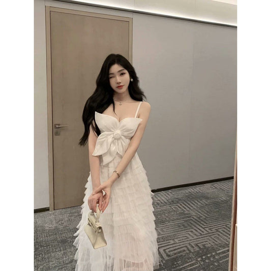 2024New Pure Desire Socialite Temperament Royal Sister Hot Girl Satin Three-Dimensional Flower Slimming Versatile Camisole Top