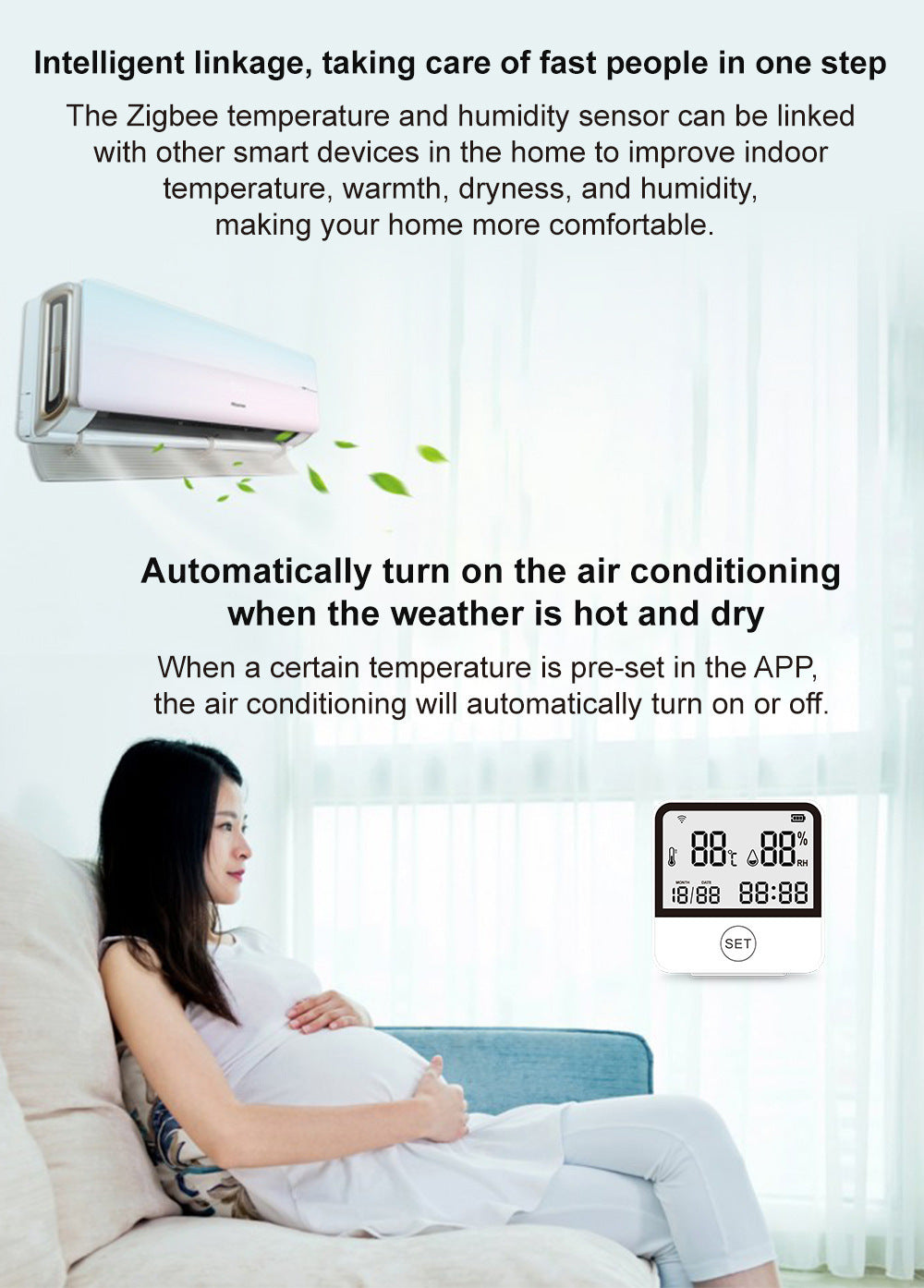 Tuya Graffiti wifi Bluetooth temperature and humidity meter detector indoor WIFI Temperature and Humidity Detector WiFi Sensor