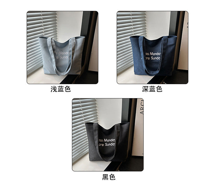 Vintage American Style Canvas Bag ins Large Capacity Student Commuter Artistic Single Shoulder Bag for Class Tote Bag for Women