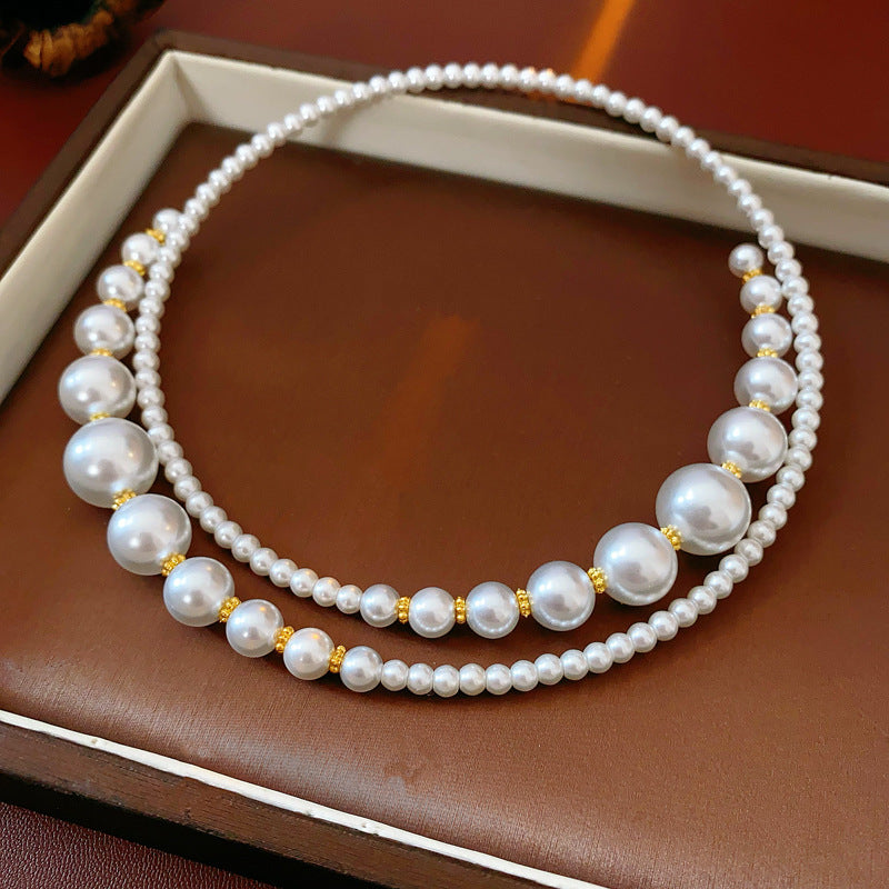 Irregular Cross Pearl Choker Versatile High-End Fashion Collarbone Chain French Retro Light Luxury Necklace for Women