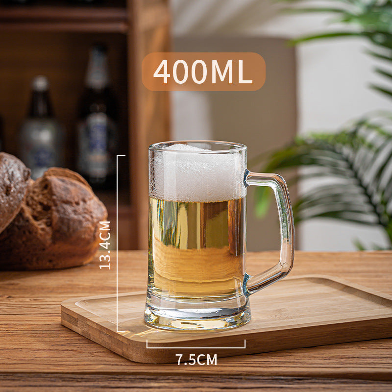 Transparent Glass Cup Heat-Resistant Large Thickened Tea Cup with Handle Beer Cup Without Lid Bar Gift Customizable logo
