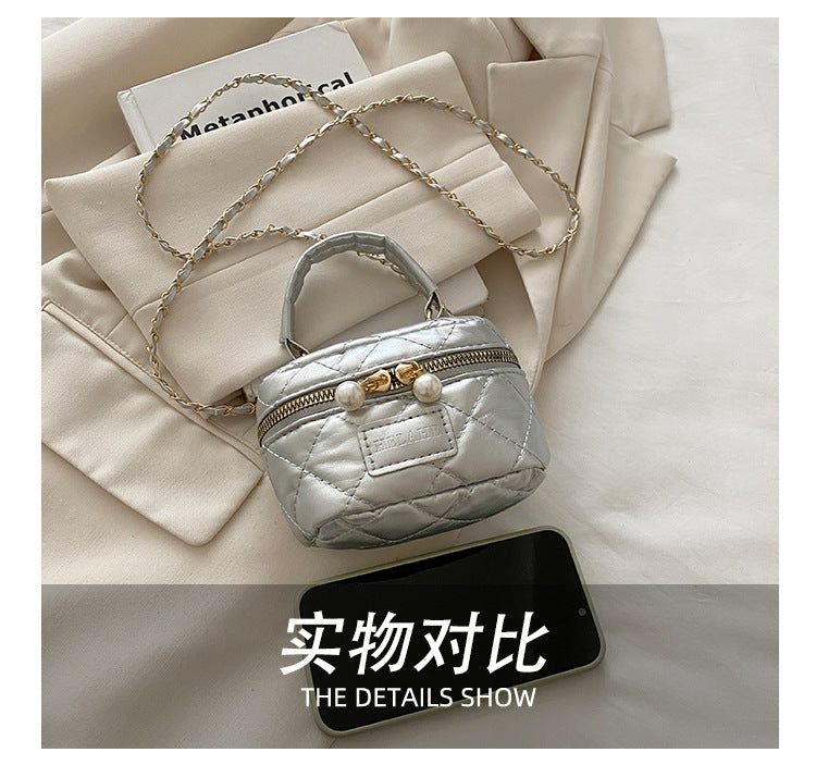 Women's Spring Summer Bag2025New Diamond Chain Bag High-End Fashionable Crossbody Bag Versatile Handheld Small Square Bag