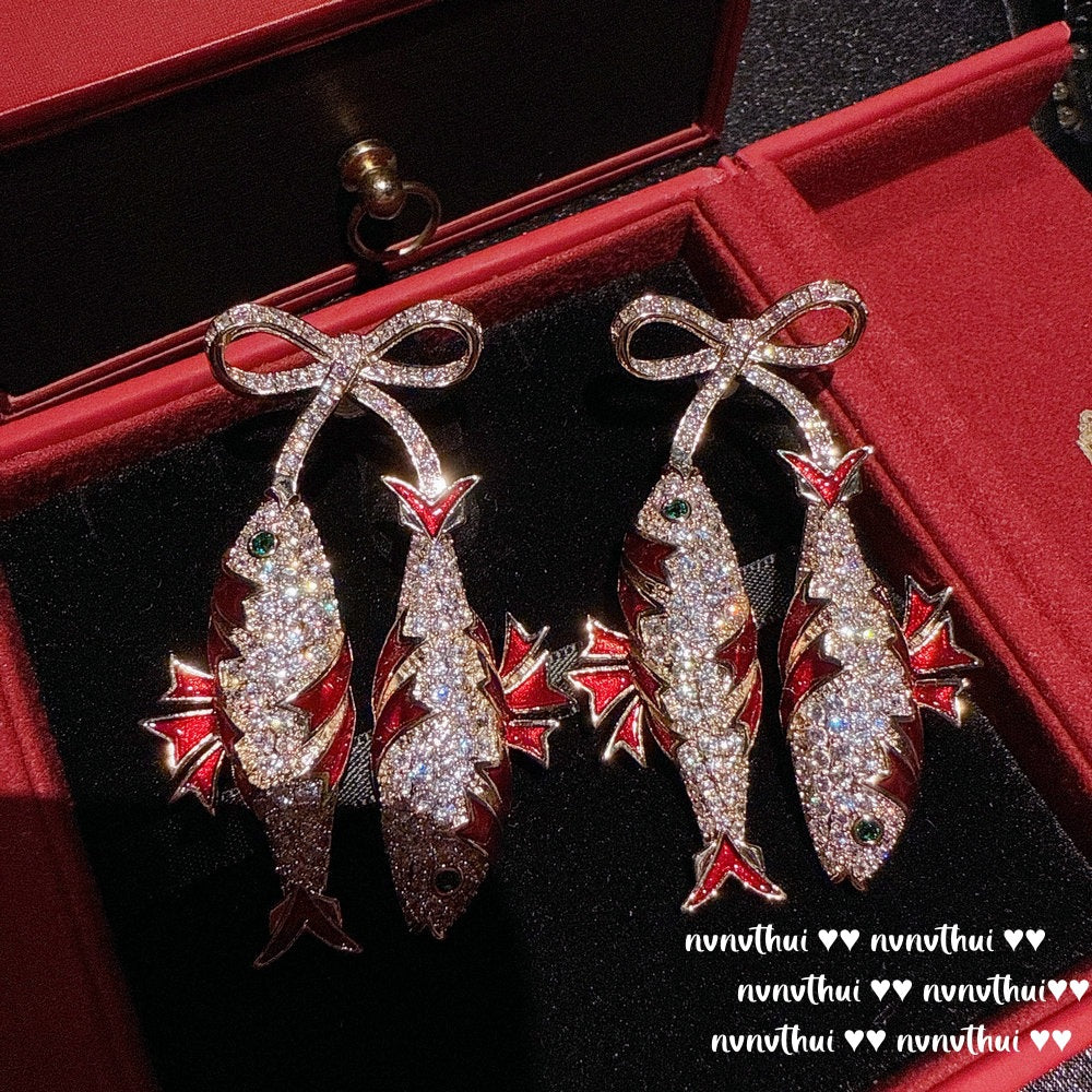 Sparkling Paphos Cloud Pattern Jellyfish Tassel Gemstone Earrings The Joy of a Rich Woman Egg-shaped Princess Pink Earrings