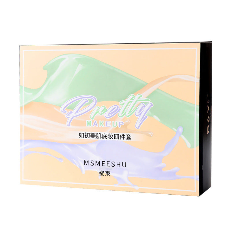 Honey Bundle Like New Beauty Base Makeup Four-Piece Set Foundation Liquid Primer BB Cream Makeup Primer Loose Powder Four-piece Set