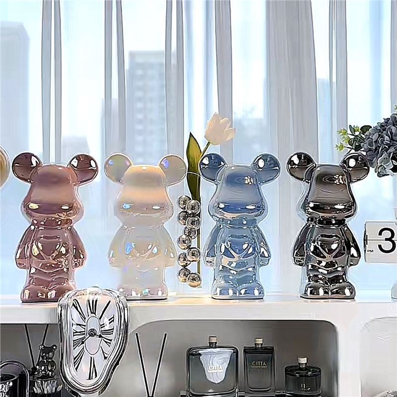 Chinese Style Violent Bear Ornament High-end Ceramic Living Room Entrance TV Cabinet Wine Cabinet Money Box Home Decoration Gift