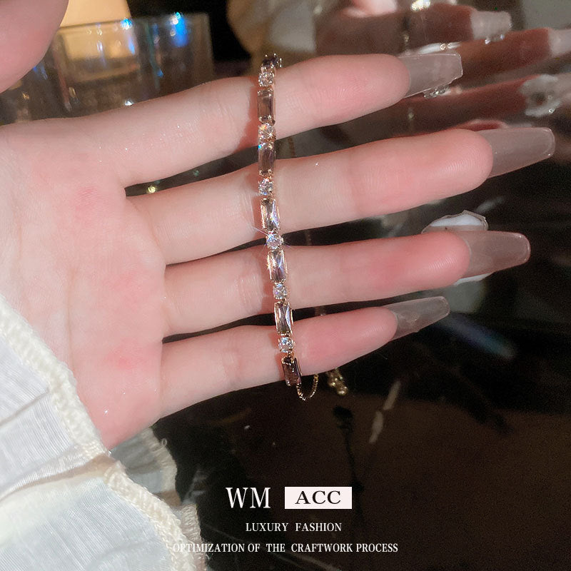 Xiaohongshu Same Style Hot-Selling Zircon Bracelet Light Luxury Niche Exquisite High-End Feel Adjustable Pull Jewelry for Women