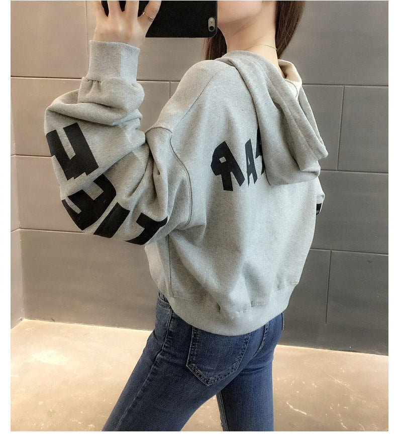 Half Zipper Hooded Short Petites Sweatshirt Women2025New Early Autumn Thin High-Waisted Stylish Streetwear Jacket Trend