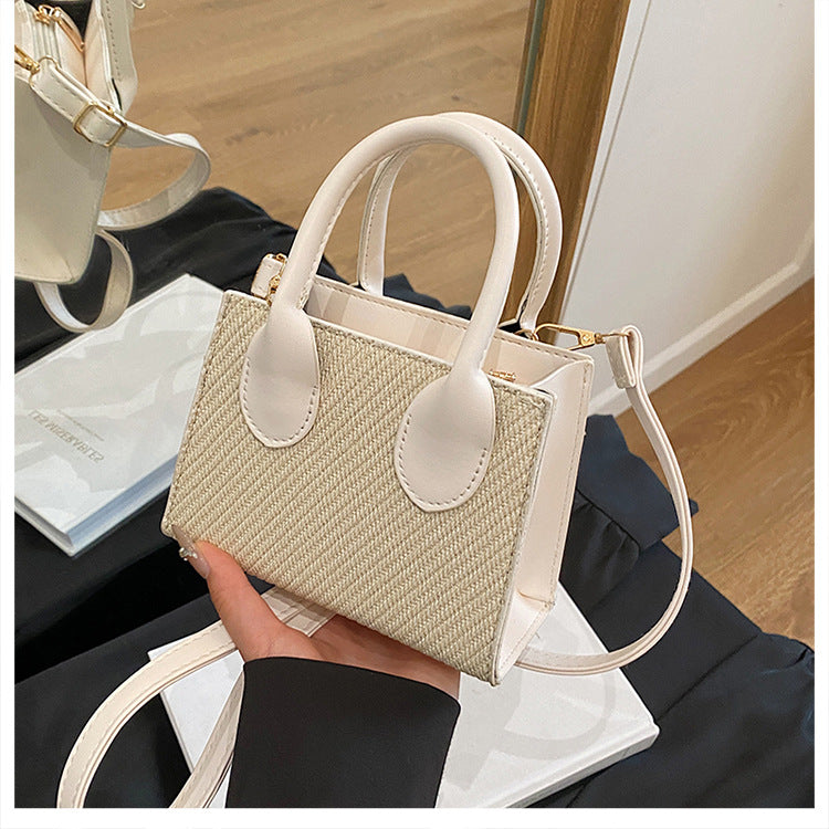Korean Style Simple Crossbody Personality Small Square Bag2024Summer new style casual stylish single-shoulder bag corduroy handbag