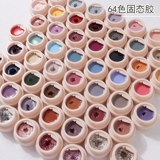 Japanese-style Canned Solid Nail Polish Gel2022Autumn and Winter New Trendy Small Cloth Glue Cream Glue Nail Art Painting Glue64Color