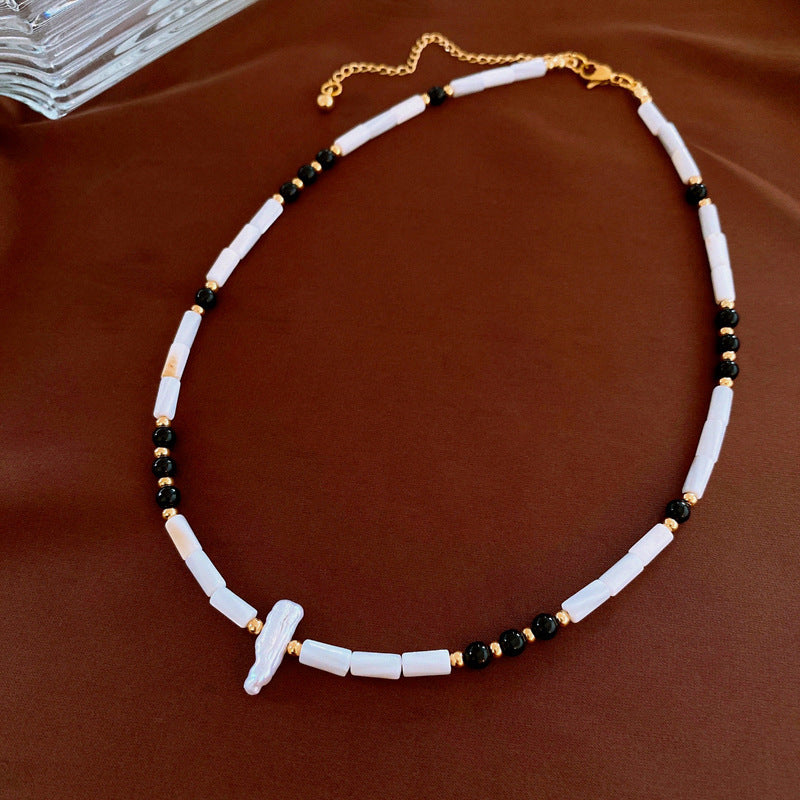 Baroque Freshwater Pearl Necklace Simple Elegant Colorful Beaded Collarbone Chain Niche Light Luxury High-End Sense Necklace for Women
