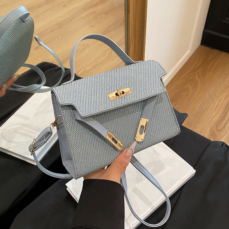 Bag2024New Fashion Small Square Bag Texture PU Handbag Retro Simple Shoulder Bag Trendy Versatile Crossbody