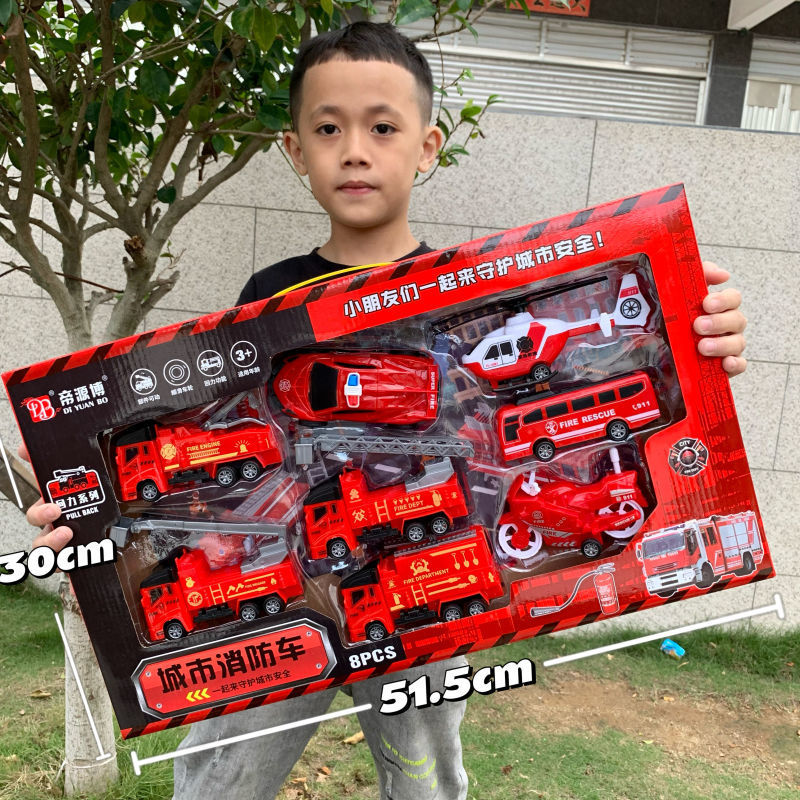 Durable Children's Toy Car Pull-Back Car Simulation Excavator Engineering Vehicle Fire Truck Airplane Model Boy's Gift