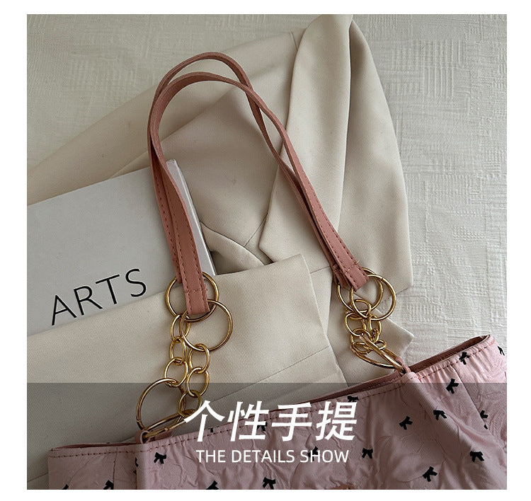 2025Trendy Fashion Bowknot Pleated Large Capacity New Casual Simple Commuter Single Shoulder Crossbody Underarm Bag for Women
