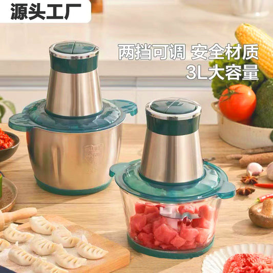 Glass Meat Grinder Household Electric Small Chopper Multi-Functional Kitchen Blender Garlic Paste Meat Mincer Baby Food Processor
