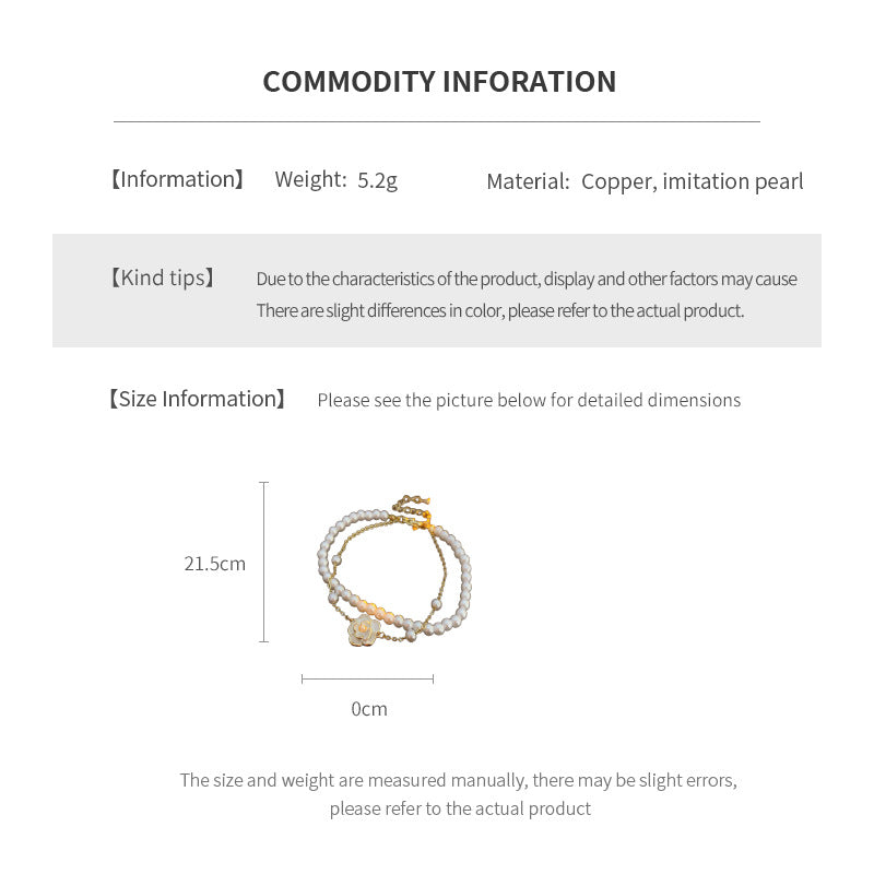 Real Gold Plated Oil Drop Camellia Pearl Bracelet Elegant Temperament Bracelet Light Luxury High-end Earrings Manufacturer Wholesale