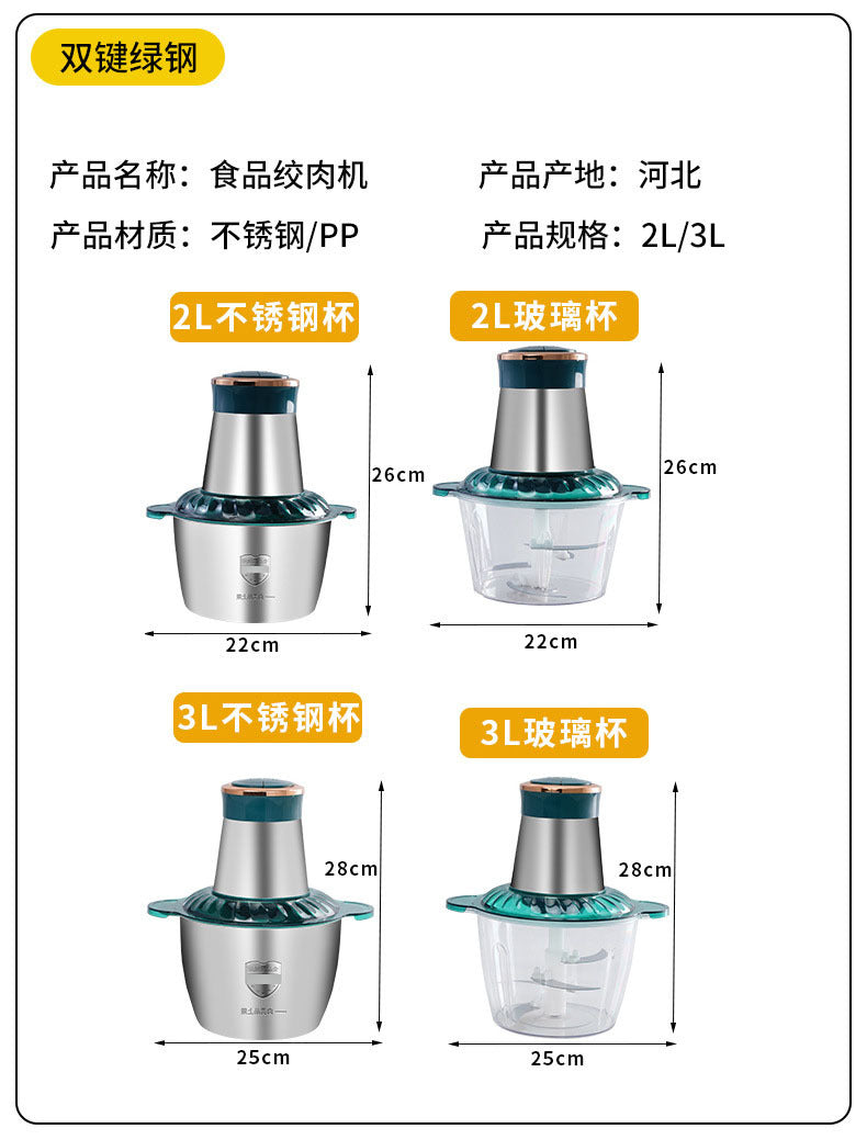 Manufacturer Wholesale Household Meat Grinder Kitchen High-Power Meat Mincer Electric Meat Chopper Garlic Paste Blender Food Processor
