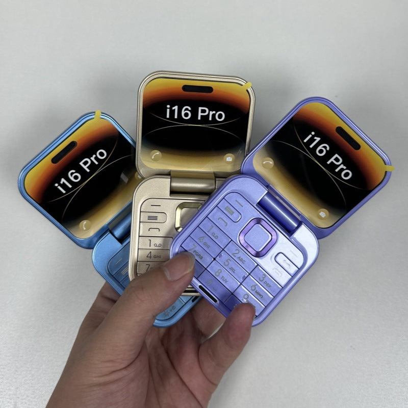 Mini Flip Phone Cross-Border i16 pro Flip Phone Dual SIM2G Button Mini Export Mobile Phone Wholesale