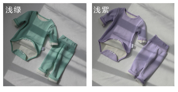Baby Romper Spring and Autumn a High-Waist Belly Protection Pants Set Baby Spring and Autumn Triangle Romper Bodysuit Jumpsuit