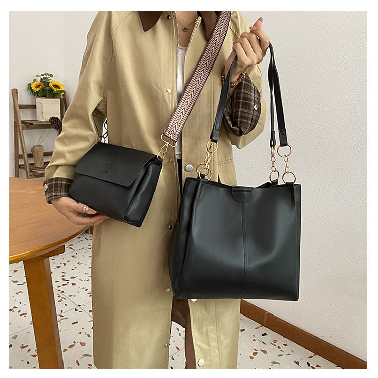 Women's two-piece large capacity bag set2024New Fashion Commuting Handbag Simple Casual Shoulder Tote Bag for Women
