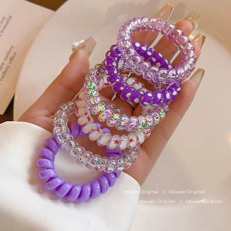 TikTok Hot Trend Korean Version ins Internet Celebrity Boxed Gradient Telephone Wire Hair Tie Fresh Style Elastic Band One Piece Dropshipping
