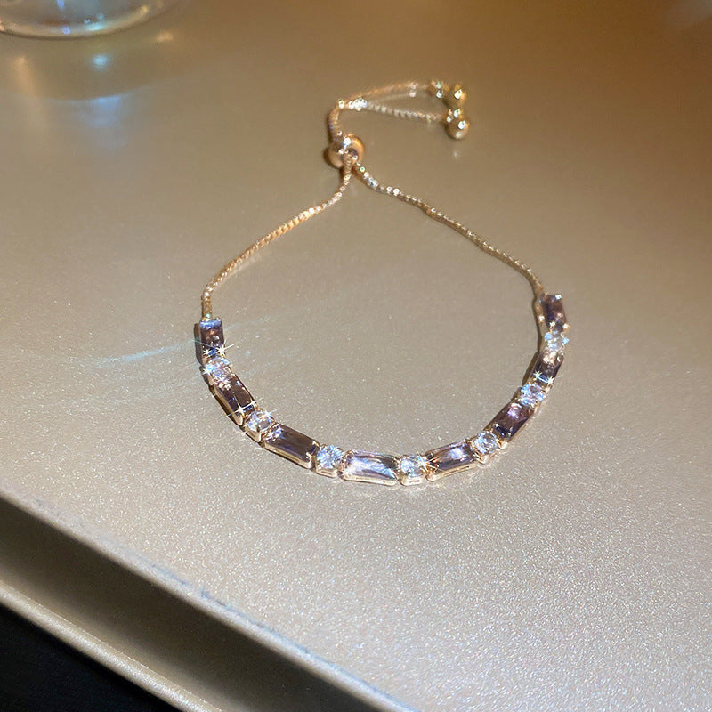 Xiaohongshu Same Style Hot-Selling Zircon Bracelet Light Luxury Niche Exquisite High-End Feel Adjustable Pull Jewelry for Women