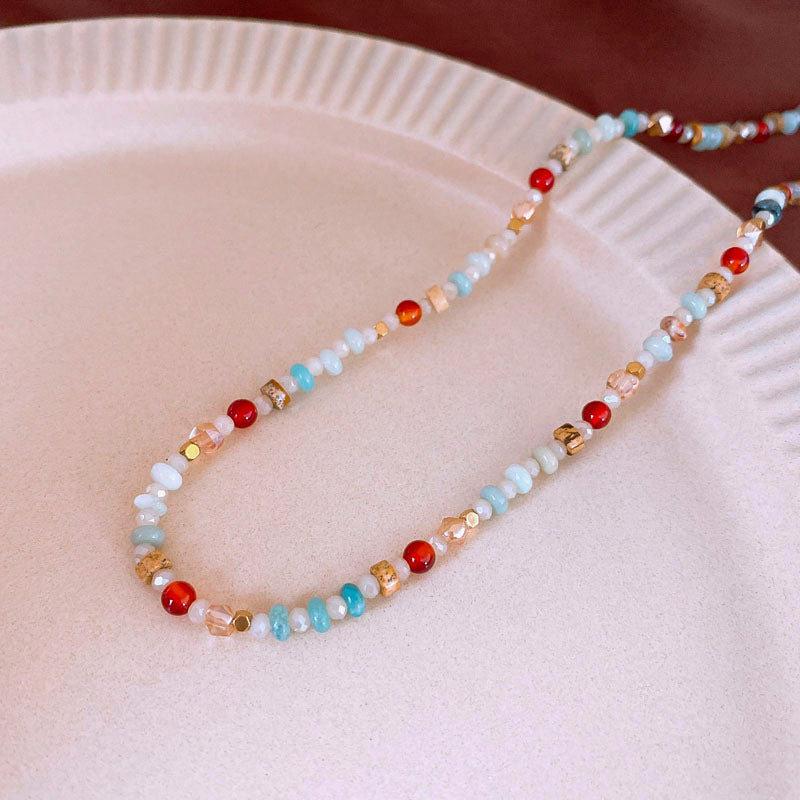 Baroque Freshwater Pearl Necklace Simple Elegant Colorful Beaded Collarbone Chain Niche Light Luxury High-End Sense Necklace for Women