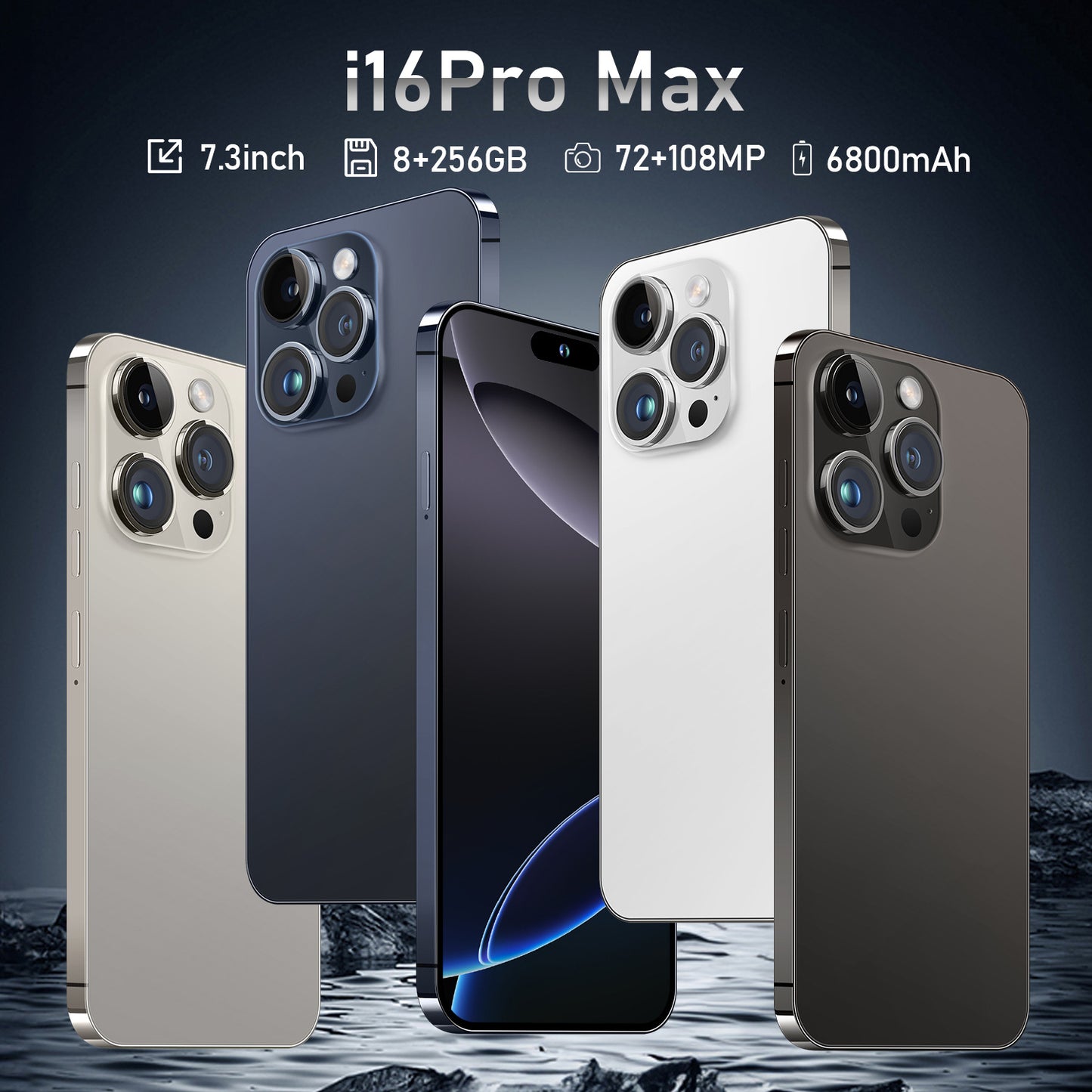 Hot Sale I16 Pro Max Cross-border Mobile Phones16+1T Truly Smart Island7.3Inch Android8.1Meikeduo OZON Batch