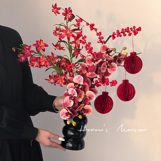 Wholesale Housewarming Gift Winter Green Red Fruit Artificial Flower Bouquet Decoration Ornament New Home Move-in Joy One Piece Dropshipping