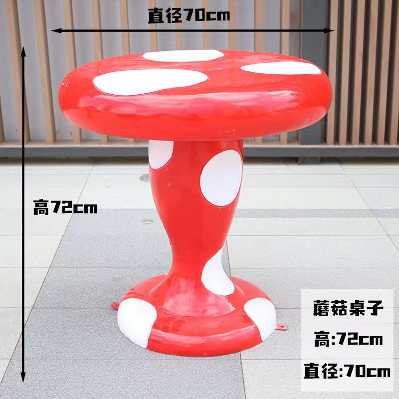 Outdoor fiberglass mushroom table and chair ornament Yard Table Courtyard Garden Kindergarten Garden Landscape Sculpture Ornament
