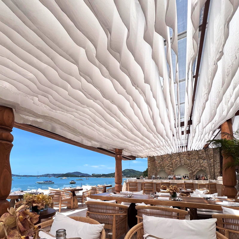 Internet Celebrity Style Wind-Driven Sheer Curtain Ceiling Hotel Restaurant Homestay Atmosphere Decoration Outdoor Wedding Scenic Spot Seaside Tent Sheer Curtain