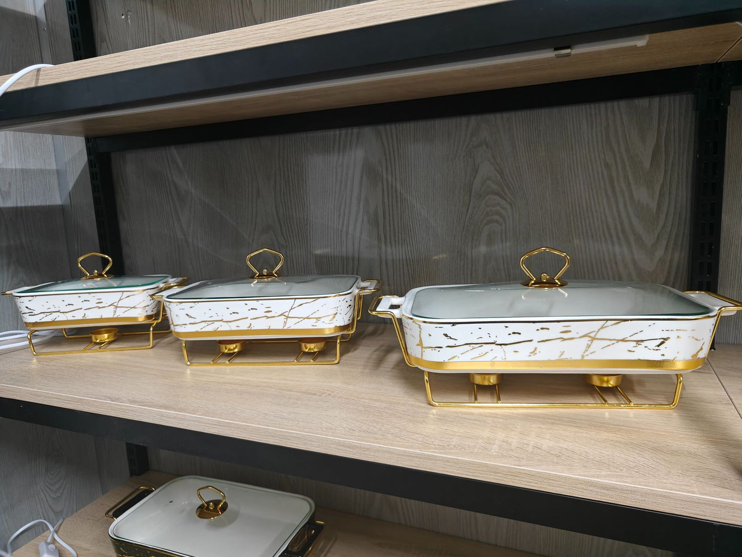 Nordic Rectangular Double Ear Ceramic Pot Baking Pan Luxury Hotel Tableware Candle Heating Creative Household Dry Pot Soup Pot