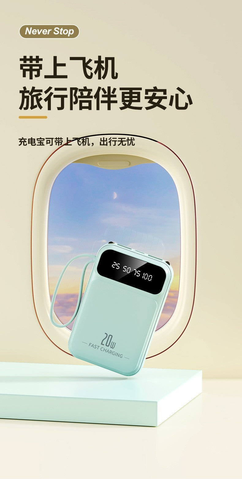 3C Certified Power Bank with Cable20000mAh large capacity portable power bank suitable for airplane use LOGO Customization