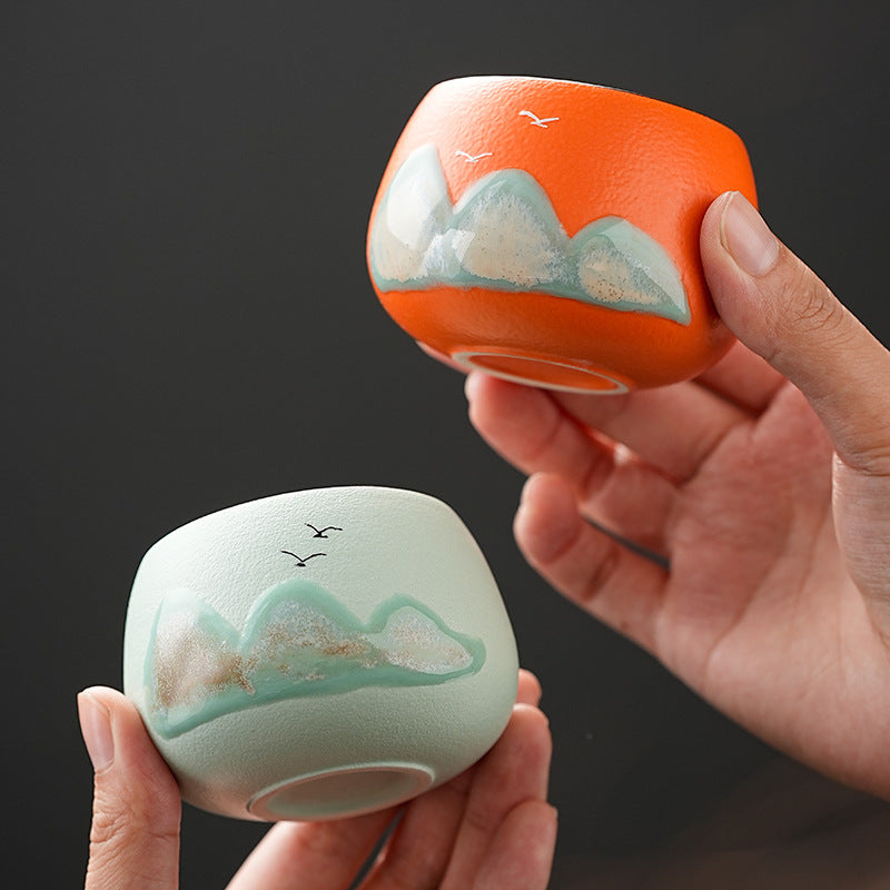 Tea Cup Ceramic Master Cup Personal Single Cup National Trend Forbidden City Cultural Creative Retro Hand-painted Tasting Cup Gift Box Set Souvenir