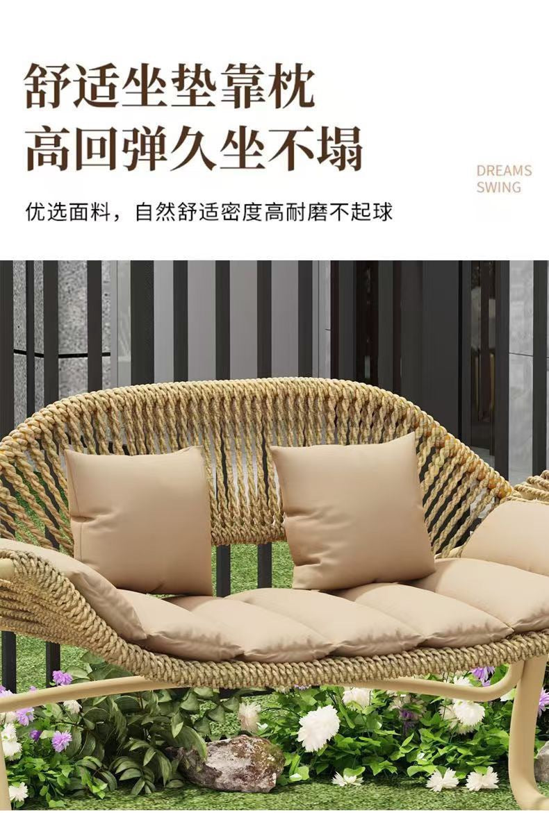 Outdoor Swing Courtyard Cradle Hanging Chair Villa Garden Balcony Terrace Leisure Lazy Internet Celebrity Double Swing Chair