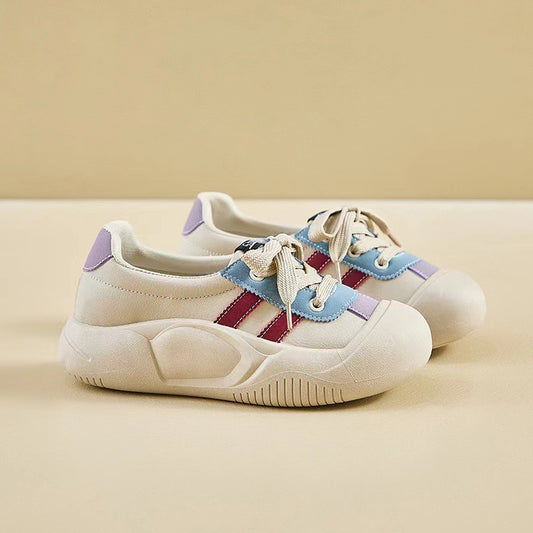 2024Summer New Korean Style ins Breathable White Sneakers for Women Low-top Casual Platform Shoes Thick-soled Wedge Sneakers Sports Shoes