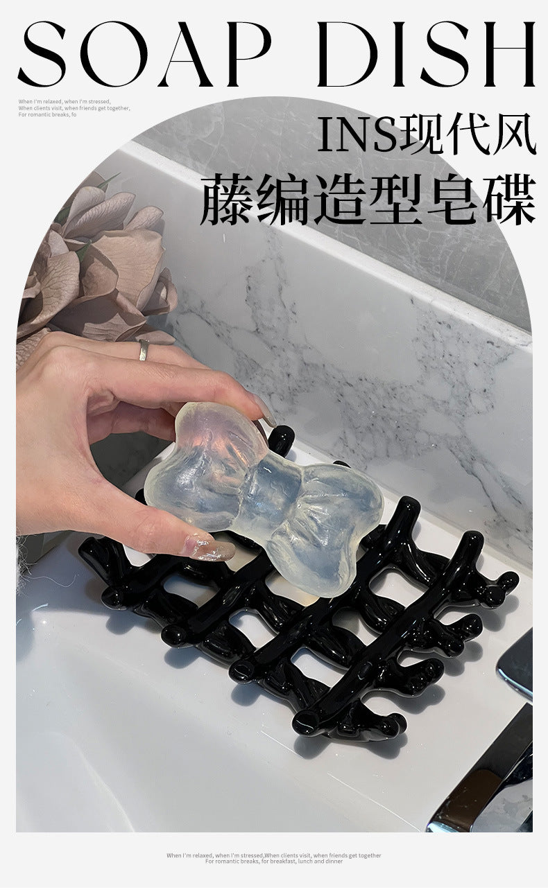 Light Luxury Soap Dish Soap Holder Ceramic Draining Rack Household High-end Bathroom Washstand Storage Artifact