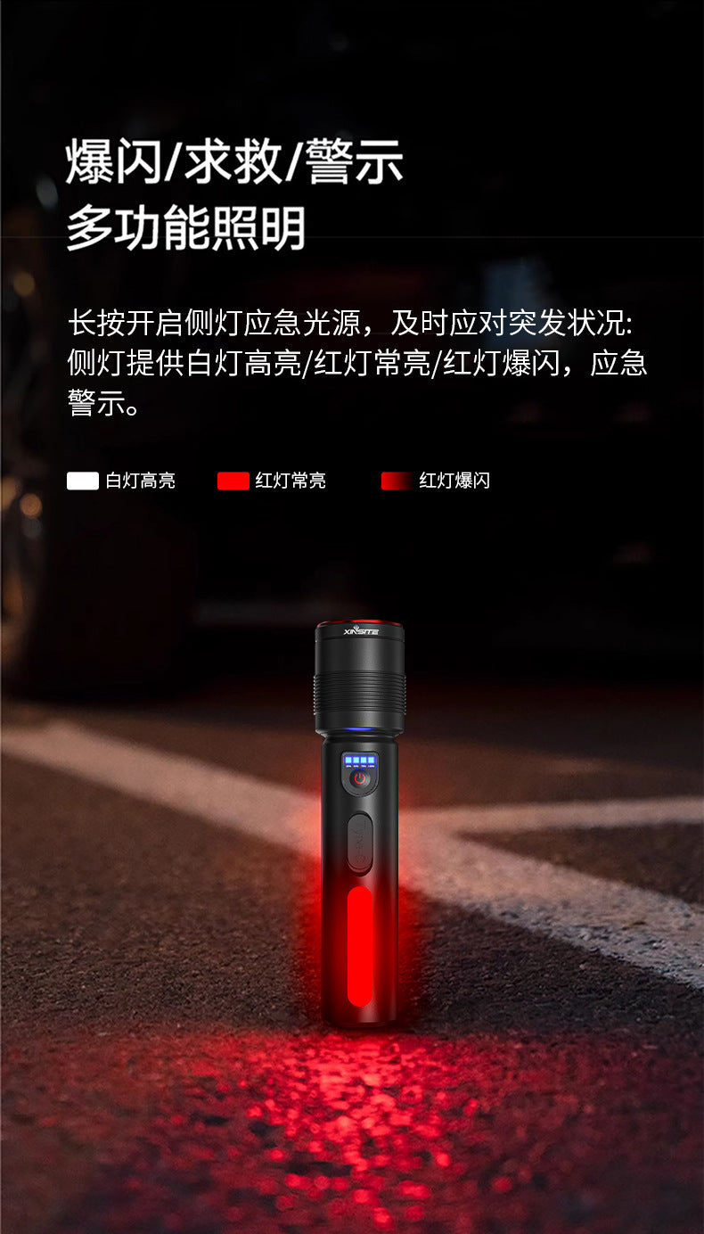 Cross-border Hot-Selling White Laser High-Intensity Side Light COB Zoom Long-Range Multi-Function Flashlight