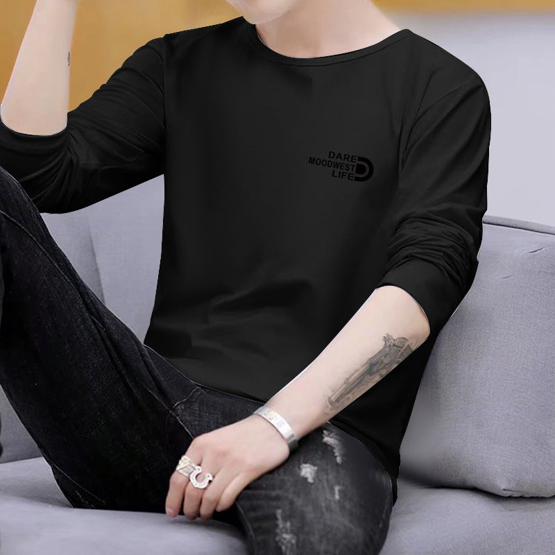 Manufacturer Wholesale Men's Long Sleeve Printed Versatile Trendy New Spring and Autumn Casual Fashion Round Neck Long Sleeve T-Shirt