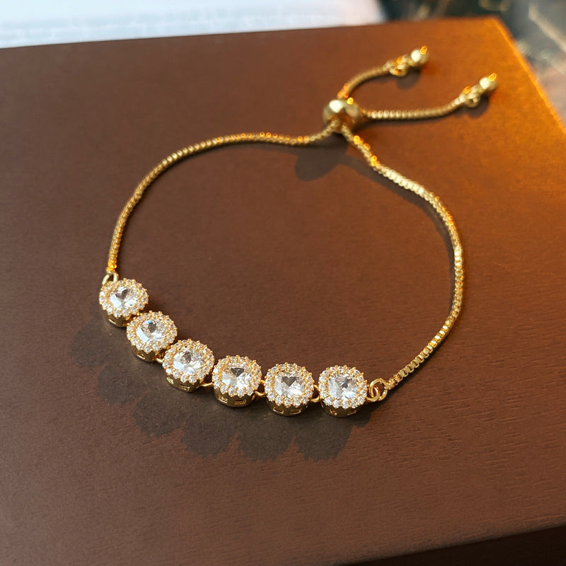 Medieval vintage Geometric Zircon Bracelet Simple Fashionable Elegant Versatile Bracelet Design Sense Niche Jewelry for Women