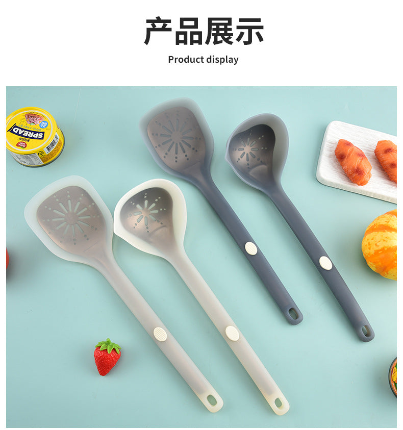 New Style Steel-Clad Silicone Spatula Semi-Transparent Silicone Chinese Spatula Household Kitchen Food-Grade Non-Stick Cooking Spatula