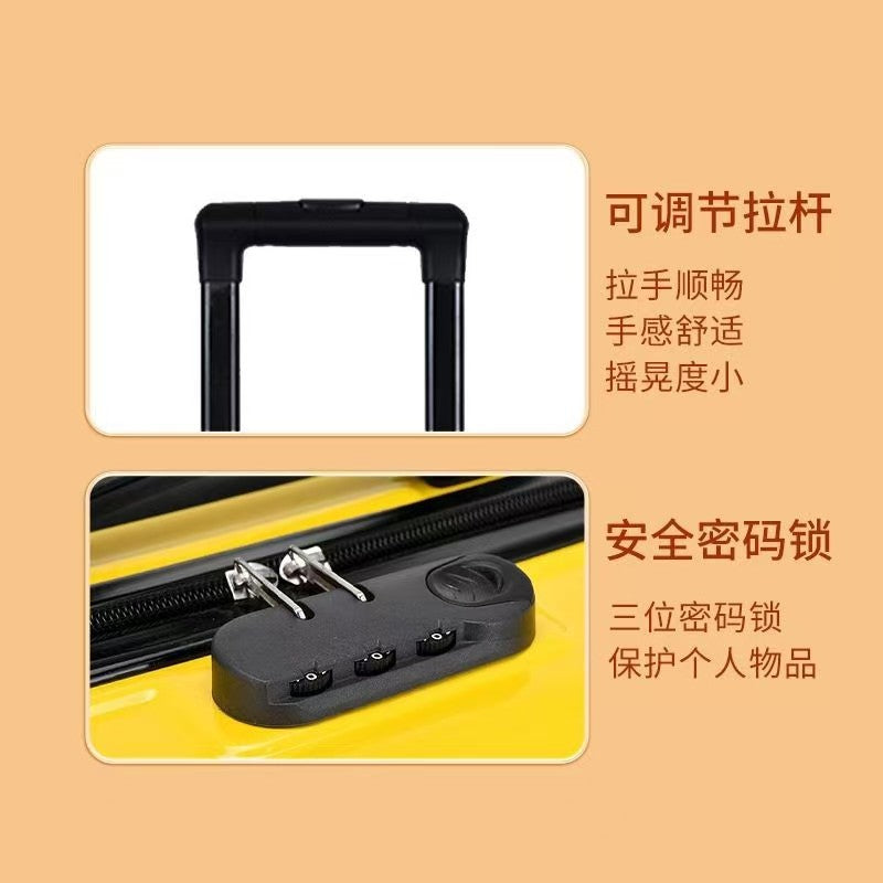 New181-inch Biscuit Children's Trolley Case Elementary School Student Luggage with Printed Words logo Cute male and female baby suitcase