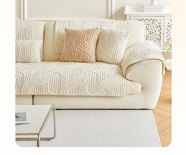 cream-style autumn and winter plush sofa Non-Slip Sofa Cover