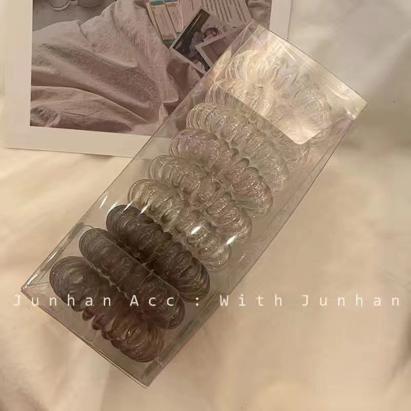 TikTok Hot Trend Korean Version ins Internet Celebrity Boxed Gradient Telephone Wire Hair Tie Fresh Style Elastic Band One Piece Dropshipping