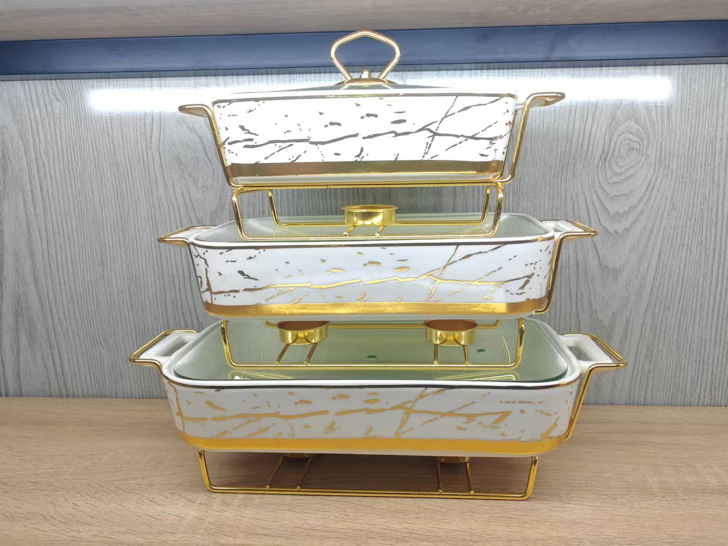 Nordic Rectangular Double Ear Ceramic Pot Baking Pan Luxury Hotel Tableware Candle Heating Creative Household Dry Pot Soup Pot