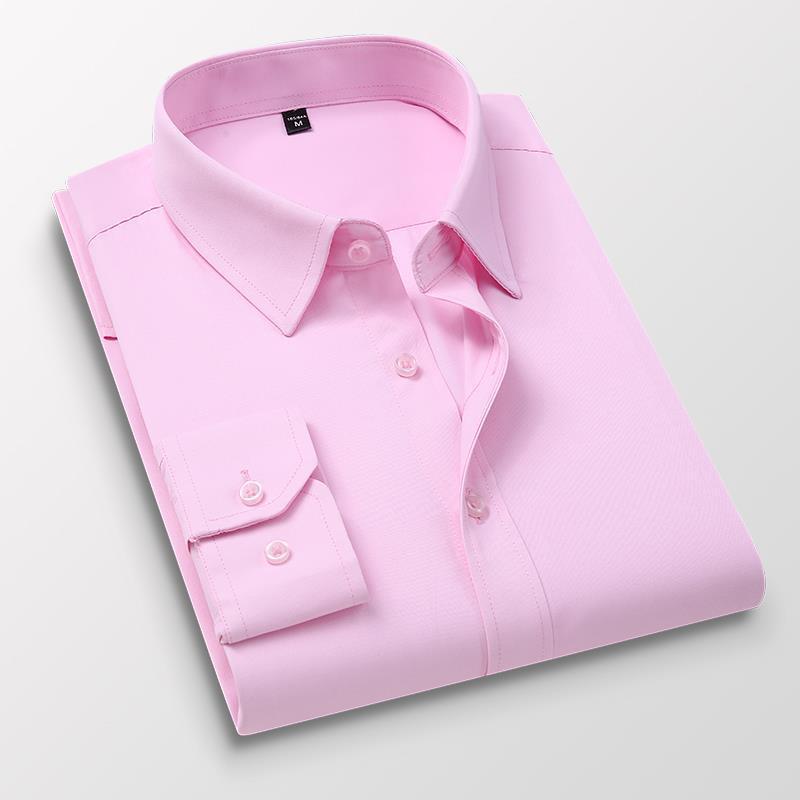 Men's Non-Iron Shirt Plus Size Breathable Business Casual Korean Style Slim Fit Shirt Professional Wear White Long Sleeve Shirt