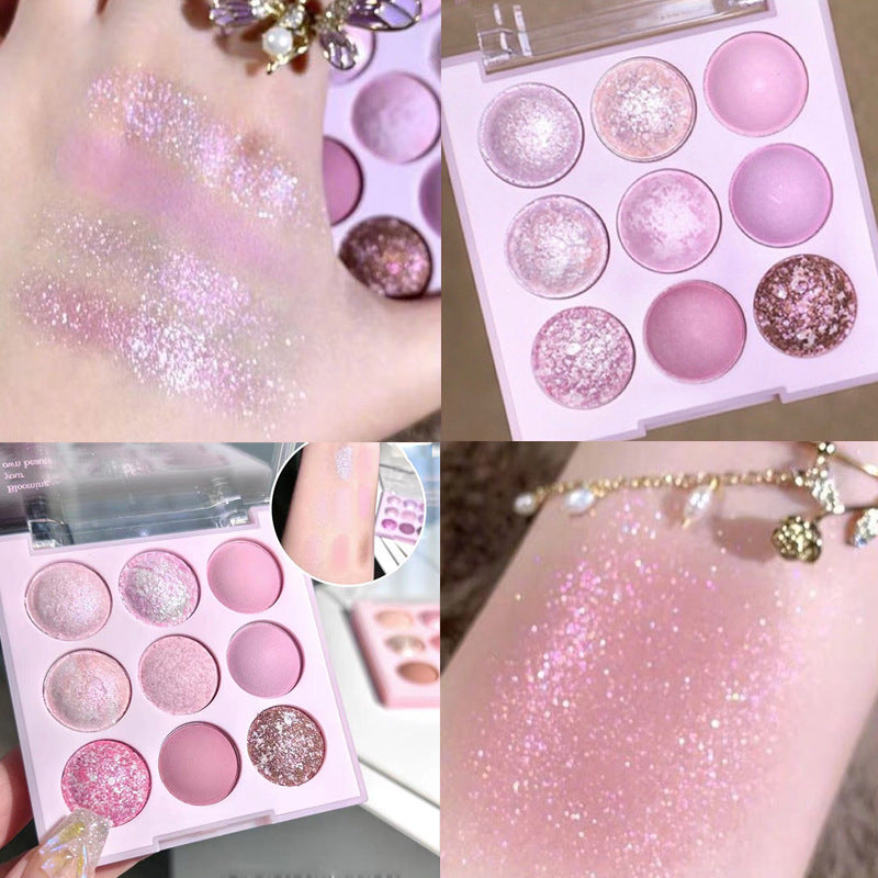 Capel Ice Cream Nine-Color Eyeshadow Palette Pearlescent Matte Rose Palette Under-eye Blush Oat Milk Tea Earth Pure Desire