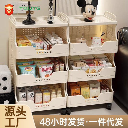 Thickened Floor-standing Small Cart Snack Storage Rack Multi-layer Organizer Living Room Bedroom Large Capacity Storage Organizer Mobile