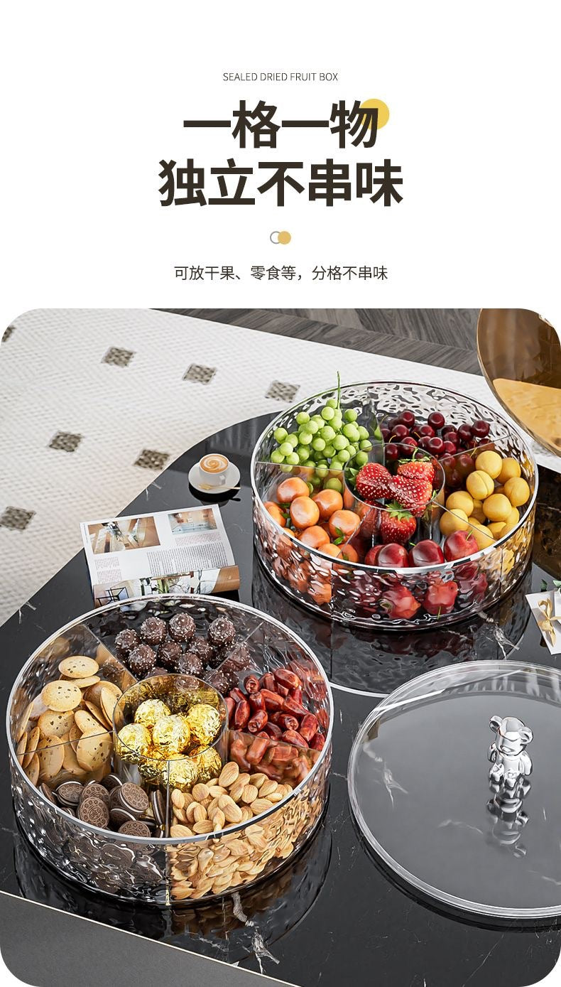 Dried Fruit Plate New Model for Living Room Coffee Table Home Use Light Luxury High-end Exquisite Compartmented Nut Candy Box Snack Display Tray